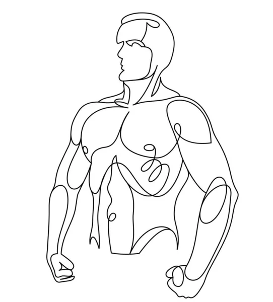 Athletic Man Torso Vector Linear Illustration Male Beauty Perfect Muscular — Stockvector