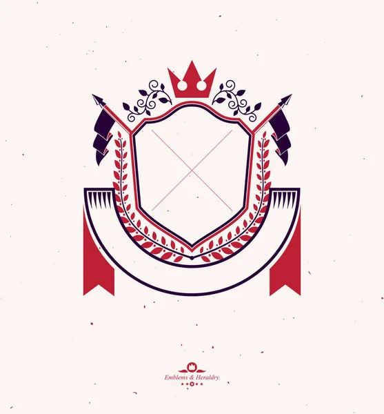 Emblema Gráfico Hecho Con Corona Imperial Cinta Elegante Banderas Corona — Vector de stock