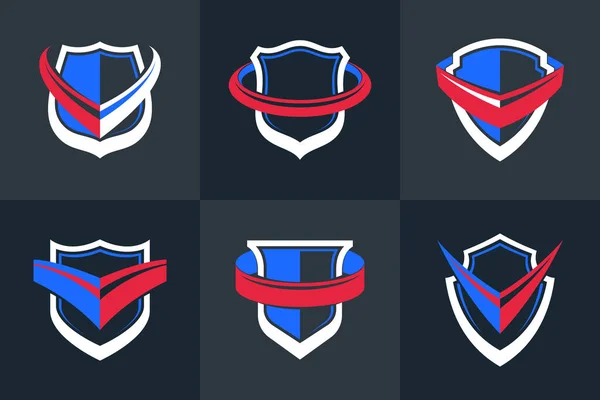 Shield Logos Vector Set Different Ammo Protection Symbols Collection Antivirus — Wektor stockowy