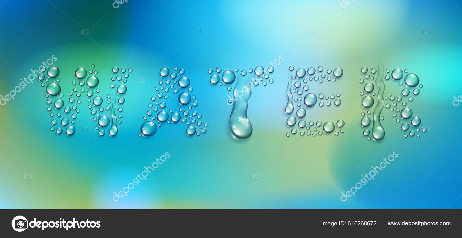 Водное Слово Разработанное Реалистичными Капли Воды Размытым Фоном.