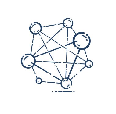 Molekül vektör doğrusal ikonu, bilim kimyası ve fizik çizgisi sanat sembolü.