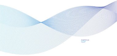 Hareket vektörü soyut arkaplan mavi noktalar, parçacıklar dizi dalgalı akış, hareket, teknoloji ve bilim illüstrasyonundaki eğri çizgiler.