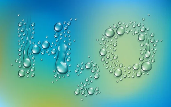 H2O Γράμματα Σχεδιασμένα Ρεαλιστικό Νερό Σταγόνες Θολή Φόντο Πέρα Διανυσματικά — Διανυσματικό Αρχείο