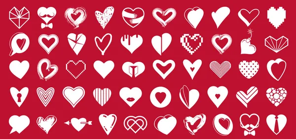 Collection Hearts Vector Logos Icons Set Heart Shapes Different Styles — Stock Vector