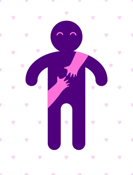 Beloved Man Care Hands Lover Woman Hugging Him Vector Icon — Stock Vector