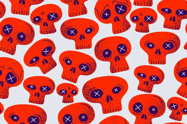 Skulls Padrão Têxtil Sem Costura Horror Sculls Fundo Papel Parede — Vetor de Stock