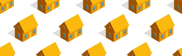 Case Isometriche Legno Senza Soluzione Continuità Vettoriale Carta Parati Immobiliare — Vettoriale Stock