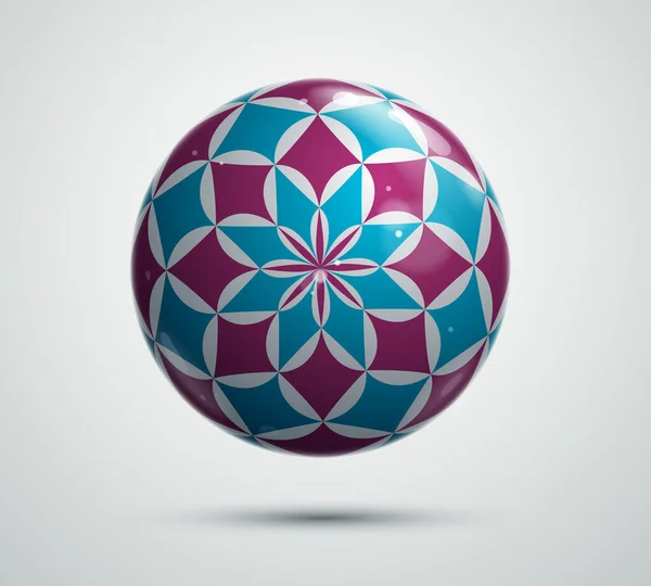 抽象ベクトル現実的な光沢のある球 パターンで飾られた美しいお祝いのボール グラフィックデザイン要素 — ストックベクタ