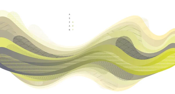 Art Nature Oriental Style Japonais Vecteur Abstrait Fond Montagne Terrain — Image vectorielle