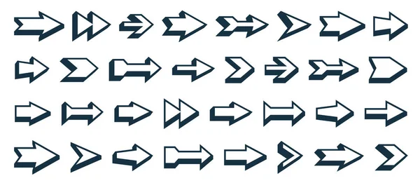 Flechas Vectoriales Conjunto Grande Monocromo Solo Color Símbolos Simples Iconos — Archivo Imágenes Vectoriales