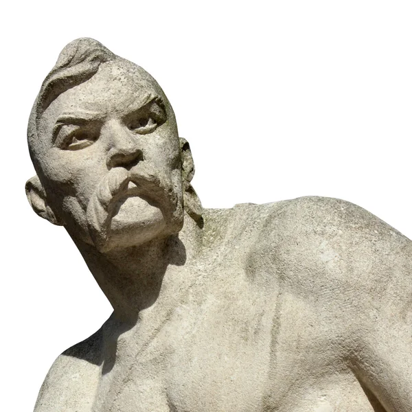 Статуя казака на белом фоне — стоковое фото