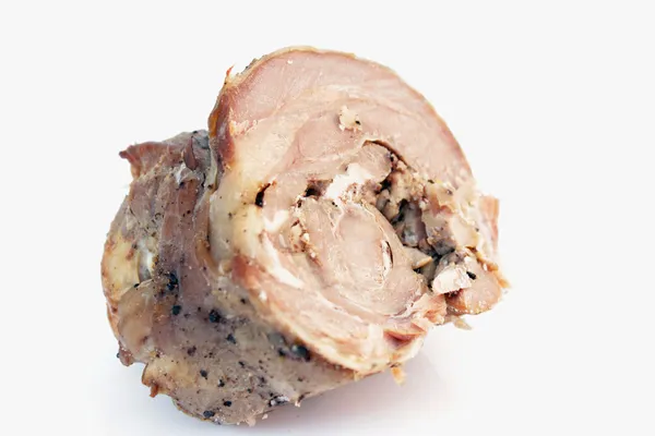 Pečené maso na bílém pozadí — Stock fotografie