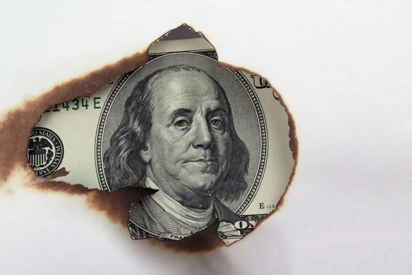 Burning dollar bill — Stock Photo, Image