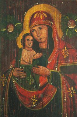 sanat simge bakire Meryem ve İsa Mesih'in (19. yüzyıl, Ukrayna)