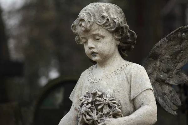 Angel with flowers — Stock Photo, Image