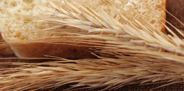 Pane e spighe di grano — Foto Stock