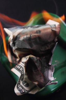 yanan dolarlık banknot