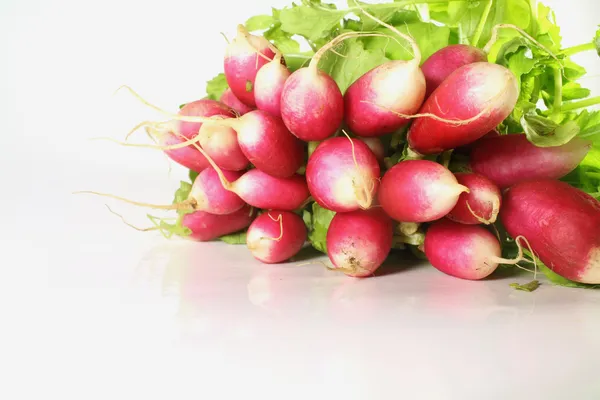 radishes on a white background