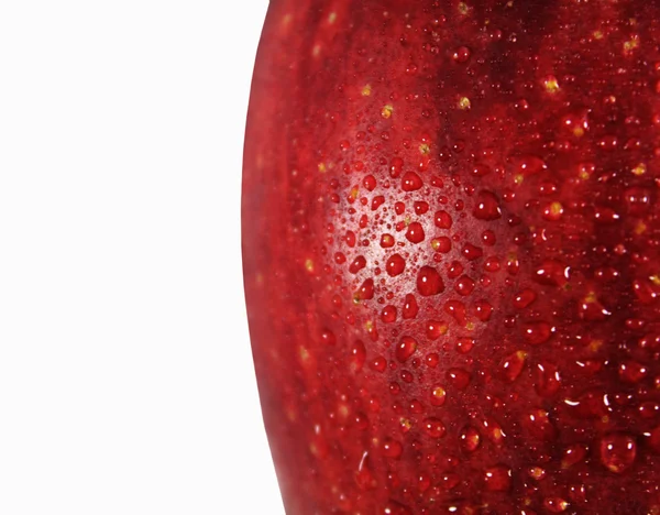Red apple in drops of water — Stock Photo, Image