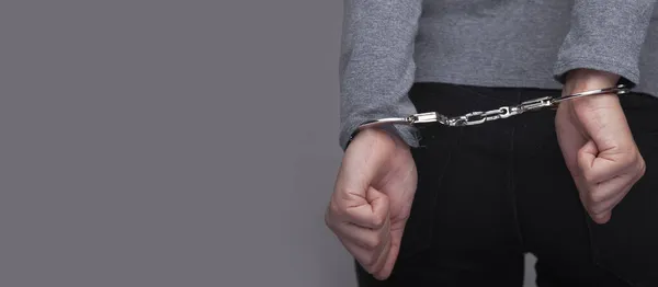 Porträt Einer Geschäftsfrau Handschellen Als Symbol Für Korruption Betrug Und — Stockfoto