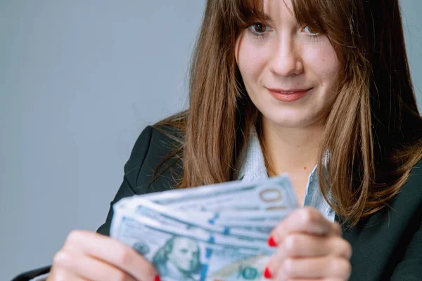 Geld Als Beste Motief Voor Werk Portret Van Een Mooie — Stockfoto