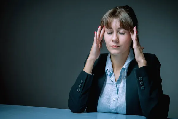 Burnout Profesional Emocional Retrato Una Mujer Negocios Agotada Cansada Oficina — Foto de Stock