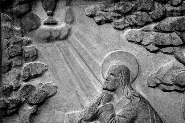 Estátua Antiga Jesus Cristo Reza Monte Tabor Cristianismo Religião Sofrimento — Fotografia de Stock