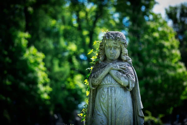 Modlący Się Anioł Grobie Starożytny Posąg — Zdjęcie stockowe