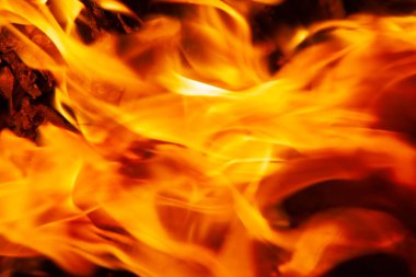 Alevli ateş. Tasarım için bedava kopyalama alanı. Yatay resim.