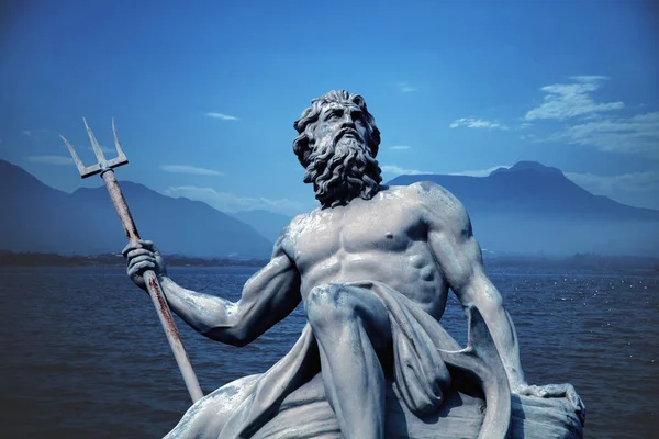 Poderoso Dios Del Mar Océanos Marineros Neptuno Poseidón Antigua Estatua —  Fotos de Stock