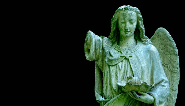 Fragmento Piedra Muy Antigua Antigua Estatua Ángel Como Símbolo Muerte —  Fotos de Stock