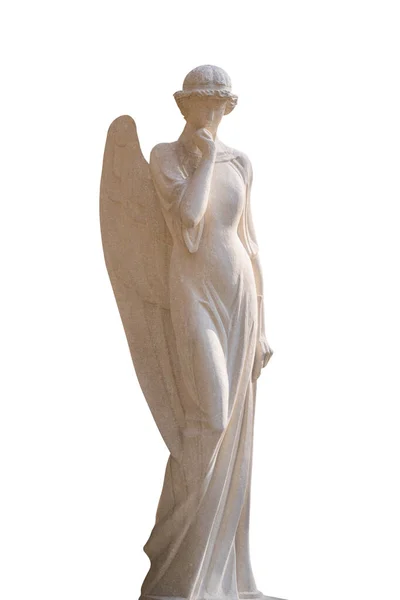 Ángel Una Antigua Estatua Aislada Sobre Fondo Blanco Imagen Vertical —  Fotos de Stock
