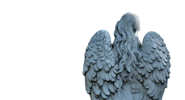 Death Concept Back View Angel Fragment Ancient Statue Isolated White — Stock Photo, Image