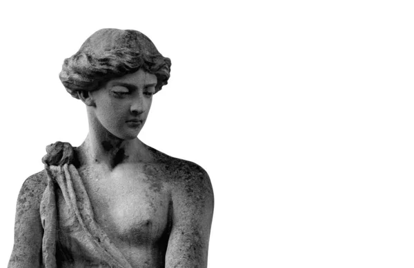 Déesse Olympique Amour Aphrodite Vénus Fragment Statue Ancienne Isolé Sur — Photo