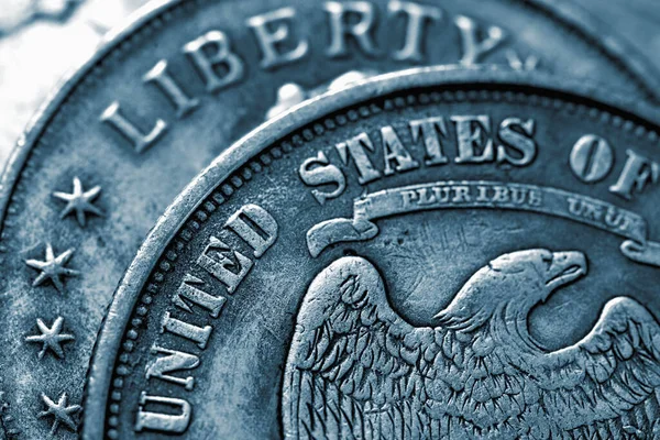 Alte Münzen Mit Der Aufschrift Vereinigte Staaten Und Freiheit Als — Stockfoto