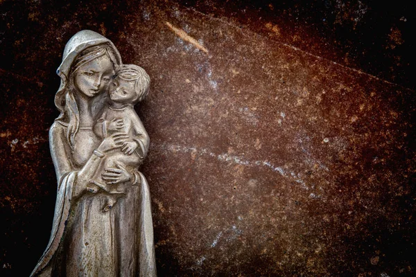 処女マリアと赤ちゃんイエス キリスト 永遠の命 魂の概念 スペースのコピー — ストック写真