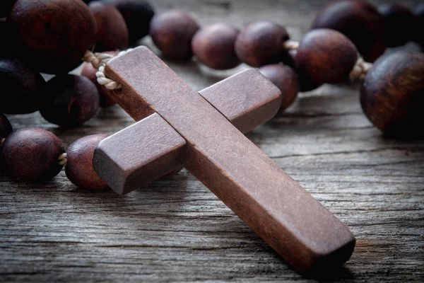 Close Rosary Cross Beads Symbol Salvation Eternal Life — ストック写真