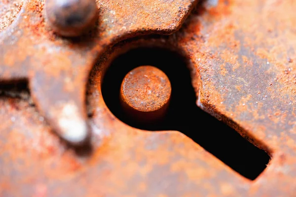 Sluit Het Oude Metalen Slot Met Sleutelgat Begrip Veiligheid Toegang — Stockfoto