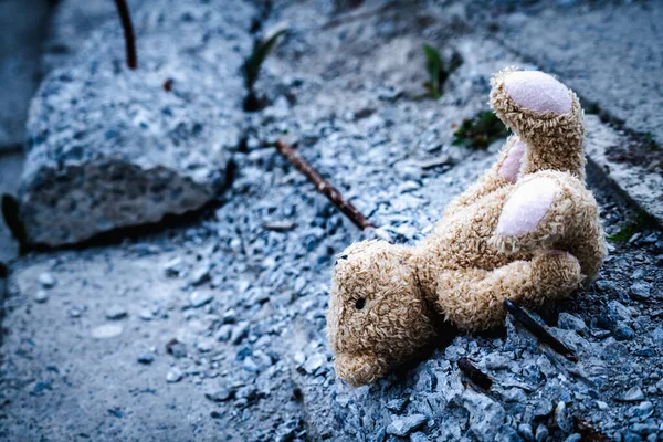 Концептуальний Образ Російська Війна Проти України Дитячий Іграшковий Ведмедик Тедді — стокове фото