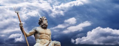 Ancient mighty god of sea and oceans Neptune (Poseidon, Triton). Copy space for design or text.