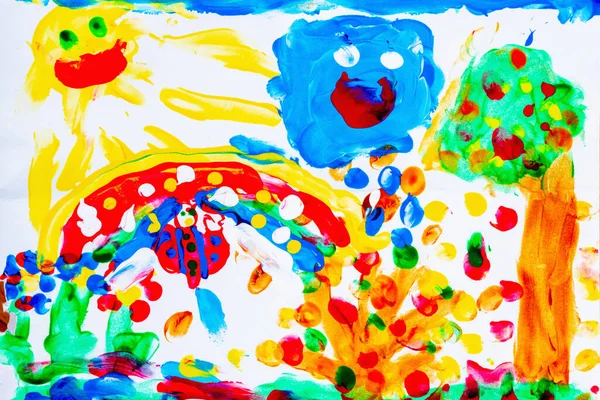 World Eyes Child Funny Child Drawing Colorfull Landscape — Foto Stock