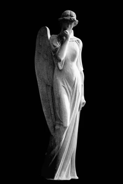 Black White Image Angel Dark Background Vertical Image — Stockfoto