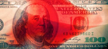 Bloody business of russian war against Ukraine and democratic system of states of the whole world.. US Dollar bills in blood as symbol of terrorism and double standards of policy.