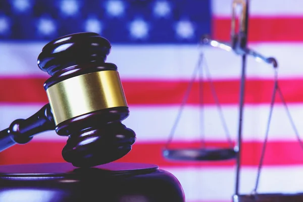 Judge Gavel United States National Flag Symbol Judicial System Usa — Stock Photo, Image