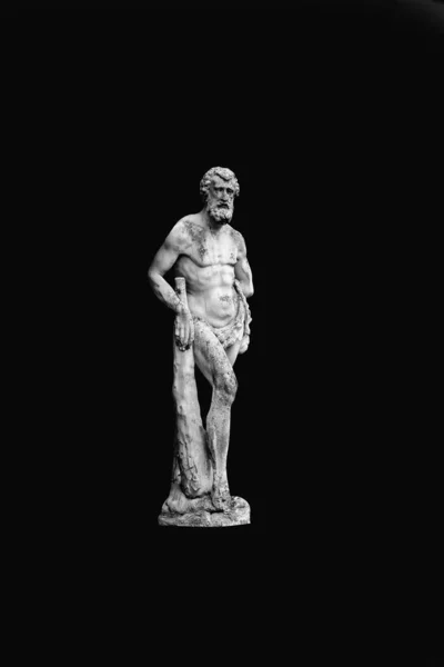 Ancient Destroyed Stone Statue Hercules Symbol Power Strength Black White — Stock Photo, Image