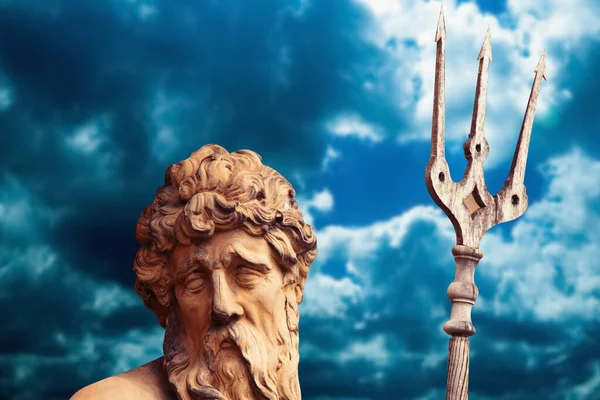 Nahaufnahme Des Mächtigen Meeres Und Ozeangottes Neptun Poseidon Triton Neptuns — Stockfoto