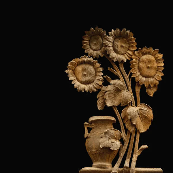 Bukiet Słoneczników Antyczny Wazon Starożytny Posąg Opy Miejsce Tekst — Zdjęcie stockowe