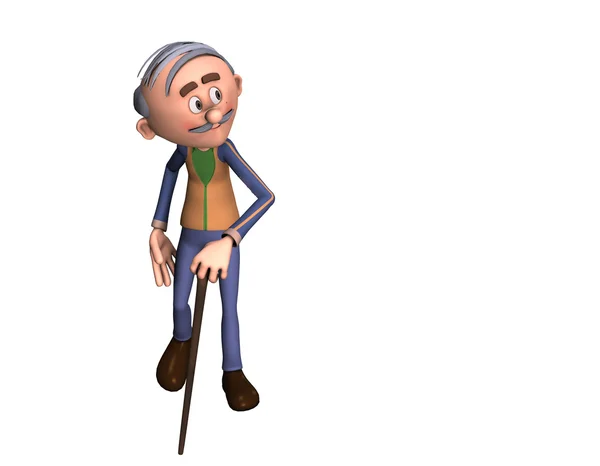 Grandpa with walking stick — Stock Photo, Image