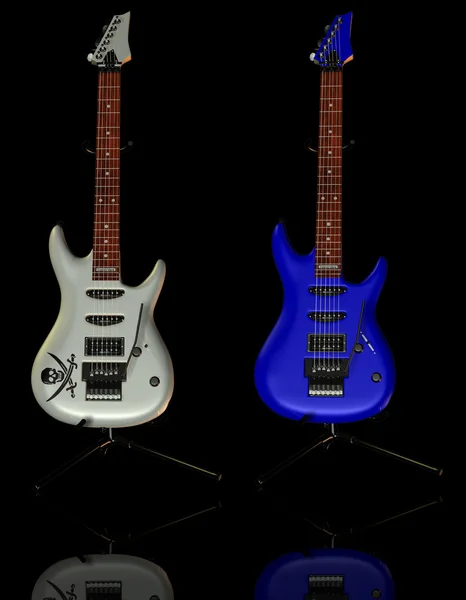 Duran iki elektro gitar — Stok fotoğraf