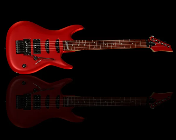 Siyah zemin üzerine kırmızı gitar — Stok fotoğraf